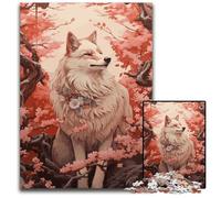 Puzzles for 1000 Piece Cherry Blossom Wolf Jigsaw Puzzles for Adults Challenging Brain Teaser for Teenagers Family Fun Interactive Game 1000 PCS(75x50cm)