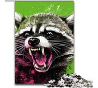 Puzzles for 1000 Piece Colorful Art Raccoon Puzzles for Adults 50x75cm Brain Teaser Game, Interactive Family Game, Suitable for Ages 14+