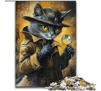 Puzzles for 1000 Piece Detective Cat Difficult Puzzles for Adults 26X38CM Perfect for Family Gatherings, Birthdays, Holidays