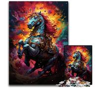 Puzzles for 1000 Piece Fantasy Colorful War Horse Wooden Jigsaw Puzzles Interactive Family Game DIY Home Decor Brain Teaser Gift 1000 PCS(38x26cm)