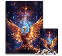Puzzles for 1000 Piece Fantasy Golden Phoenix Aura Jigsaw Puzzles for Adults Challenging Brain Teaser for Teenagers Family Fun Interactive Game 1000 PCS(75x50cm)