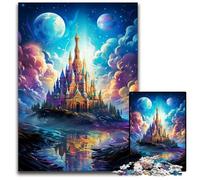 Puzzles for 1000 Piece Fantasy Painting of Castle Wooden Jigsaw Puzzles Interactive Family Game DIY Home Decor Brain Teaser Gift 1000 PCS(38x26cm)