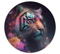 Puzzles for 1000 Piece Fantasy Tiger 1000Pc Adults Round Jigsaw Puzzle Perfect for Home & Office Decor, Parties, Birthdays 67.5x67.5cm