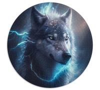 Puzzles for 1000 Piece Fantasy Wolf Round JigsawPuzzle 1000 Pieces for Adults Educational Activity for Cognitive Skills Cognitive Skill Improvement 67.5x67.5cm