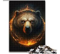 Puzzles for 1000 Piece Fire Bear Head Impossible Jigsaw Puzzles for Adults size 50x75cm Gift for Men And Women, Daily & Special Occasion