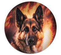 Puzzles for 1000 Piece Fire German Shepherd Cardboard Jigsaw Puzzles Perfect for Family Fun on Christmas,Thanksgiving,Birthdays & Easter 67.5x67.5 cm