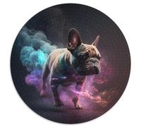 Puzzles for 1000 Piece French Bulldog Nebula Round JigsawPuzzle 1000 Pieces for Adults Educational Activity for Cognitive Skills Cognitive Skill Improvement 67.5x67.5cm