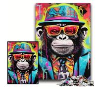 Puzzles for 1000 Piece Graffiti Painting Monkey Wooden Jigsaw Puzzles 50x75 cm for Mother'S Day, Birthdays, Christmas