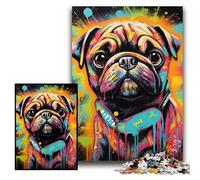 Puzzles for 1000 Piece Graffiti Painting Pug 1000 Piece Jigsaw Puzzles for Adults Colourful, Fun, Challenging & Brainteasing Size 26x38cm
