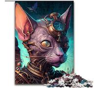 Puzzles for 1000 Piece Hairless Cat Warrior Wooden Jigsaw Puzzles for Adults size 50x75cm Brain Teaser Game, Interactive Family Game, Suitable for Ages 14+