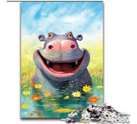 Puzzles for 1000 Piece Happy Hippo Delight Impossible Jigsaw Puzzles for Adults size 50x75cm Gift for Men And Women, Daily & Special Occasion