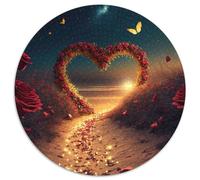 Puzzles for 1000 Piece Heart on The Beach 1000 Piece Round Jigsaw Puzzle for Teenagers & Teens, Ideal Birthday 1000pcs (67.5x67.5cm)
