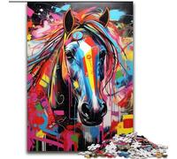 Puzzles for 1000 Piece Horse Graffiti Puzzles for Adults 26x38cm Brain Teaser Game, Interactive Family Game, Suitable for Ages 14+