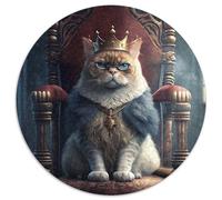Puzzles for 1000 Piece King Cat Round JigsawPuzzle 1000 Pieces for Adults Educational Activity for Cognitive Skills Cognitive Skill Improvement (67.5x67.5cm)