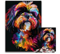 Puzzles for 1000 Piece Lhasa Apso Dog Art Wooden Jigsaw Puzzles for Adults Brain Teaser Game, Interactive Family Game, Suitable for Ages 14+ 50x75CM/19.68x29.52inch