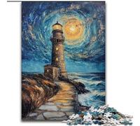 Puzzles for 1000 Piece Lighthouse Under The Night Sky Impossible Jigsaw Puzzles for Adults 50X75CM Home Decor Brain Teaser Game for Teenagers & Family Interaction