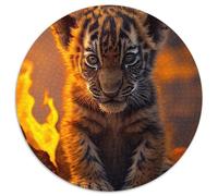 Puzzles for 1000 Piece Little Fire Tigers Round Jigsaw Puzzles Challenging Brain Teaser for Teenagers,Family Game Night Fun (Size 67.5x67.5cm)