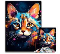 Puzzles for 1000 Piece Mysterious Savannah Cat Wooden Jigsaw Puzzles Perfect for Family Fun on Christmas Thanksgiving Birthdays & Easter 1000 PCS(75x50cm)