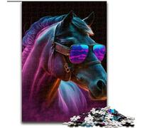 Puzzles for 1000 Piece Neon Nights Horse Puzzles for Adults Challenging DIY Brain Teaser, Interactive Family Game (Size 26x38cm)