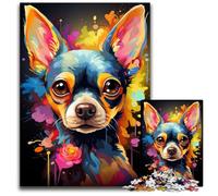 Puzzles for 1000 Piece Painting Colorful Chihuahua Dog Art Impossible Jigsaw Puzzles for Adults Perfect for Teenagers & Home Decor 1000 PCS(75x50cm)