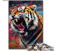 Puzzles for 1000 Piece Psychedelic Animal Tiger Jigsaws 1000 Pieces for Adults Family Activity Game for Teenagers, Challenging Brain Teaser (Szie 26x38cm)