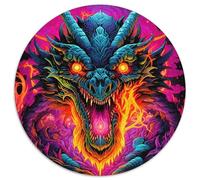 Puzzles for 1000 Piece Psychedelic Art Dragon Round Cardboard Jigsaw for Family Fun Perfect for Holidays,Interactive Game Nights (67.5x67.5cm)
