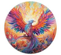 Puzzles for 1000 Piece Psychedelic Phoenix Bird Round JigsawPuzzle 1000 Pieces for Adults Educational Activity for Cognitive Skills Cognitive Skill Improvement (67.5x67.5cm)