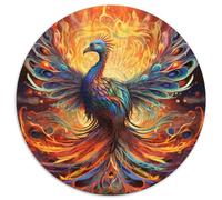 Puzzles for 1000 Piece Psychedelic Phoenix Bird Round JigsawPuzzle 1000 Pieces for Adults Educational Activity for Cognitive Skills Cognitive Skill Improvement (67.5x67.5cm)