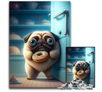Puzzles for 1000 Piece Pug Stealing Donuts cardboard Jigsaw Puzzles for Adults for Home Decor, Ideal Christmas & New Year Gift for Teenagers 26X38CM/10.23x14.96inch