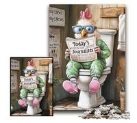 Puzzles for 1000 Piece Rooster Go Toilet 1000 Piece Jigsaw Puzzles for Adults Colourful, Fun, Challenging & Brainteasing Size 26x38cm