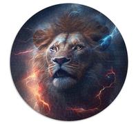 Puzzles for 1000 Piece Space Lion Round JigsawPuzzle 1000 Pieces for Adults Educational Activity for Cognitive Skills Cognitive Skill Improvement 67.5x67.5cm
