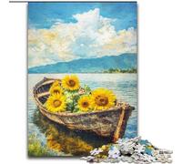 Puzzles for 1000 Piece Sunflowers on The Boat 1000 Piece Jigsaw Puzzles for Adults Impossible Educational Home Decoration Games & Gifts (Size 50x75cm)