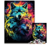 Puzzles for 1000 Piece The Colorful Psychedelics of The Soul Wolf Family Wooden Puzzles Perfect for Teenagers Family Bonding Brain Teaser & DIY Home Decor Gift 1000 PCS(75x50cm)
