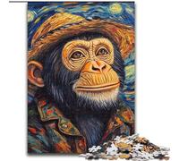 Puzzles for 1000 Piece Van Gogh Chimpanzee Wooden Jigsaw Puzzles size 50x75cm Ideal for Teenagers & Collectors, Travel Gift, Family Activity