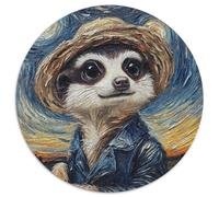 Puzzles for 1000 Piece Van Gogh Meerkat Round JigsawPuzzle 1000 Pieces for Adults Educational Activity for Cognitive Skills Cognitive Skill Improvement (67.5x67.5cm)