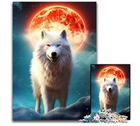 Puzzles for 1000 Piece White Wolf Under Blood Moon14 Jigsaw Puzzles for Adults Challenging Brain Teaser for Teenagers Family Fun Interactive Game 1000 PCS(75x50cm)