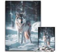 Puzzles for 1000 Piece Wolf in Snowy Forest Puzzles for Adults Challenging Brain Teaser for Teenagers Family Game Night Fun 1000 PCS(38x26cm)