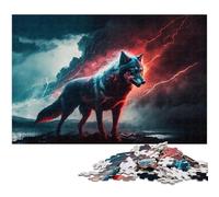 Puzzles for 1000 Piece Wolf Red Lightning Impossible Jigsaw Puzzles for Adults Perfect for Teenagers & Home Decor 1000 PCS(38x26cm)