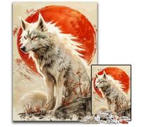 Puzzles for 1000 Piece Wolf Red Moon Animal Difficult Puzzles for Adults Family Interactive Game Craft Gift with Colorful Artwork 1000 PCS(75x50cm)