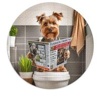 Puzzles for 1000 Piece Yorkshire Terrier on Toilet Jigsaw Puzzles for Adults Brain Teaser Game, Interactive Family Game, Suitable for Ages 14+ 67.5x67.5cm