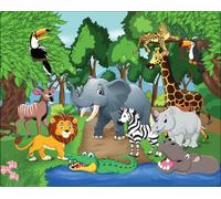 Puzzles for 3 year olds 50 Piece Jigsaw Puzzles Large Floor Jigsaw Puzzle Cute Friendly African Wild Animals Puzzle for 3+ year olds Kids Age 3-5 Birthday Gift