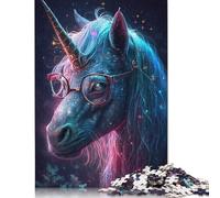Puzzles for Adult Cosmic Unicorns Wear Glasses Puzzle Jigsaw 500 Pieces Creative Puzzle Intellectual Toys Assembling Games 500pcs (52x38cm)