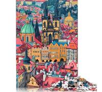 Puzzles for Adults 尺寸 Piece Colorful Psychedelia in Prague Jigsaw Puzzles for Adults Wood Puzzle Funny Gift 500pcs (52x38cm)
