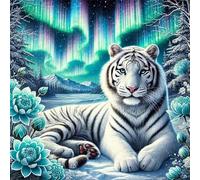 Puzzles for Adults 100 Piece,White Tiger Aurora jigsaw puzzles for adults 100 pieces Puzzle Classic Educational Game puzzle for Family Game and Birthday Gifts