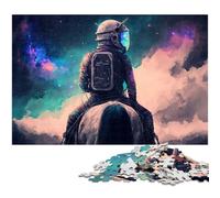 Puzzles for Adults 1000 Astronaut Horse Jigsaw Puzzles for Adults Kids Wooden Jigsaw Learning Educational Toy 1000 PCS(75x50cm)