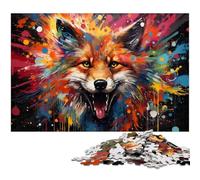 Puzzles for Adults 1000 Colorful Psychedelic Graffiti Fox Art Jigsaw Puzzles for Adults Kids Wooden Jigsaw Learning Educational Toy 1000 PCS(75x50cm)