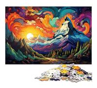 Puzzles for Adults 1000 Colorful Psychedelic Mayan Pyramids in The Desert Jigsaw Puzzles for Adults Kids Wooden Jigsaw Learning Educational Toy 1000 PCS(75x50cm)
