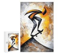 Puzzles for Adults 1000 PCS Abstract Cubist Skateboarder in Action on The Ramp Art Jigsaws for Adults Relaxing Games Enhance Memory Unique Birthday And Xmas Gifts 1000 PCS