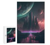 Puzzles for Adults 1000 PCS Alien Cityscape with Planets Puzzles for Adults Hands-on Game But Fun And Humorous Christmas Birthday Gifts 1000 PCS