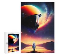 Puzzles for Adults 1000 PCS Astronaut Gazing at Planets -3 Puzzles for Adults Family Games Stress Reliever Unique Birthday And Xmas Gifts 1000 PCS